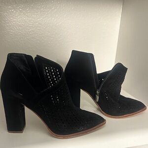 Vince Black Perforated Heeled Boots